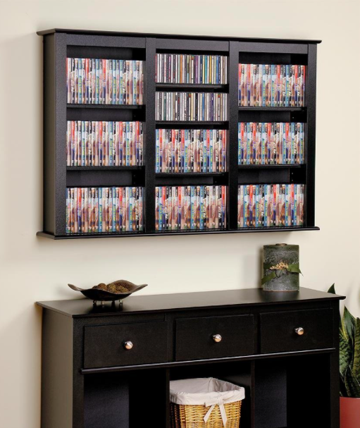 Black Triple Wall Mounted Storage for records vinyl
