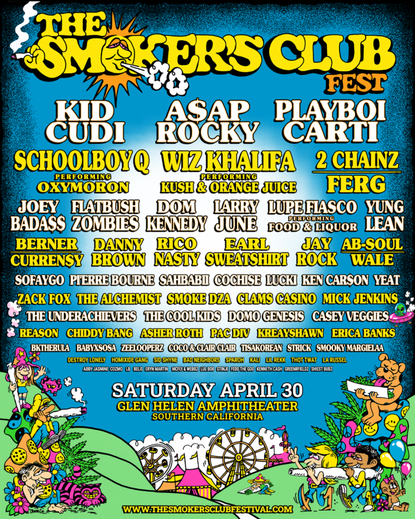 The Smoker’s Club Fest arrives with Kid Cudi, A$AP Rocky, Rico Nasty, Earl Sweatshirt and more