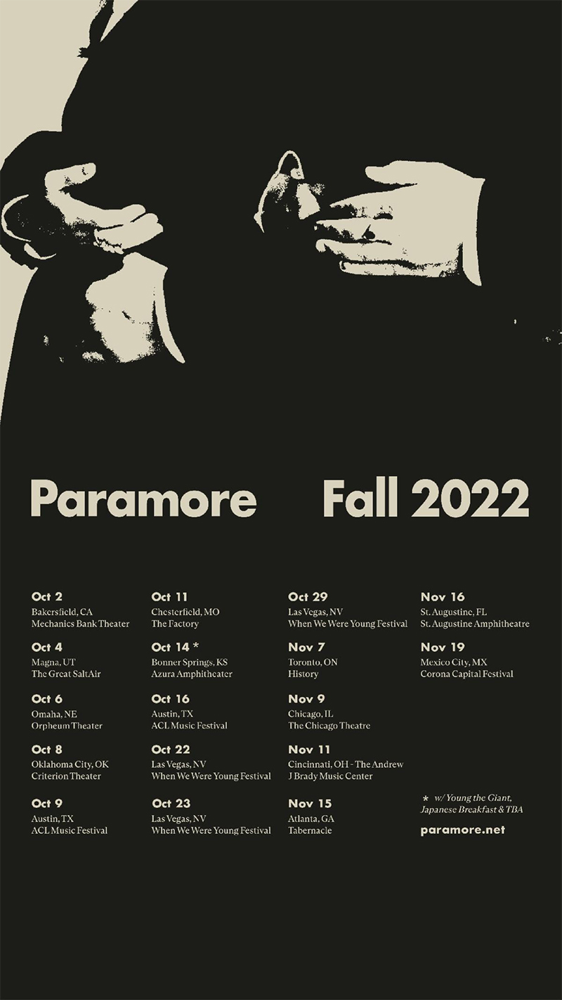 Paramore tour poster 2022
