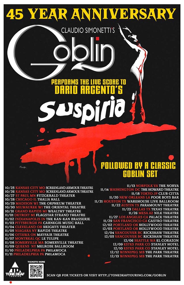 Goblin Suspiria 45th anniversary tour
