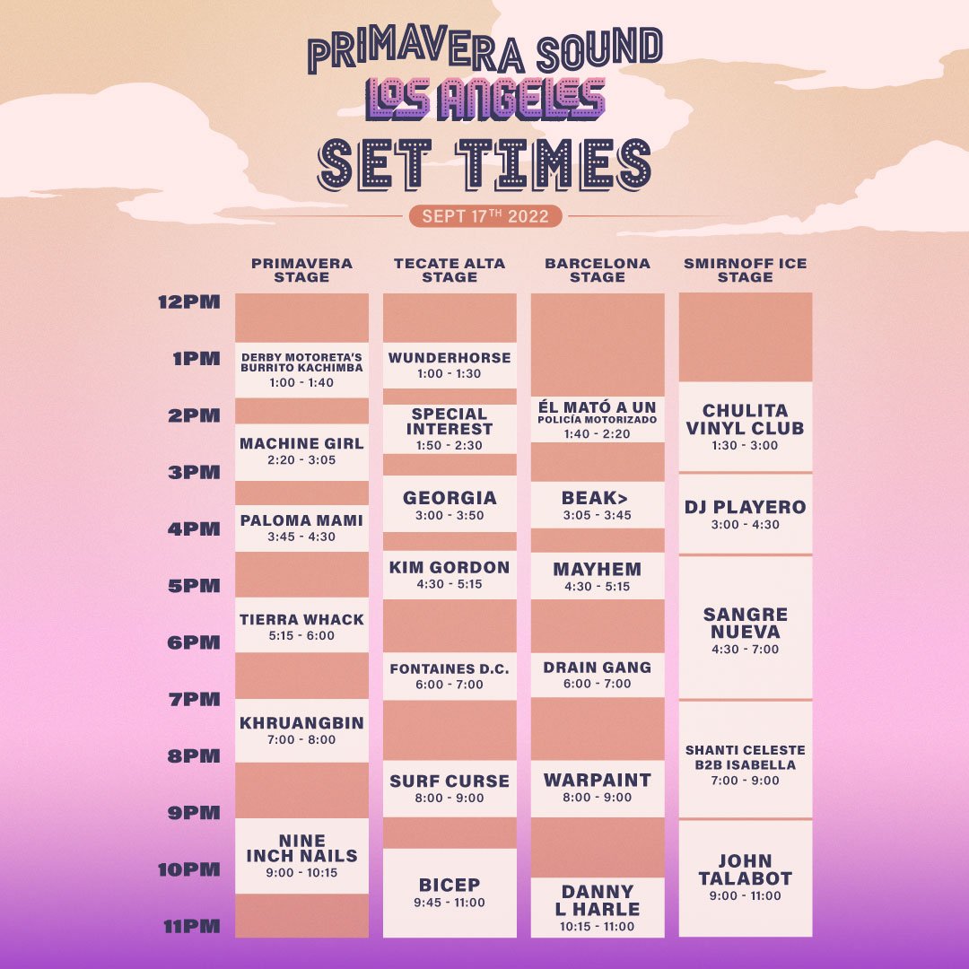 Primavera Sound LA set times for Saturday, Sept. 17 updated