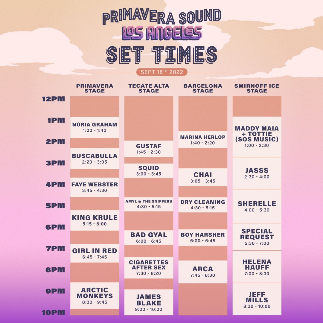 Primavera Sound LA set times for Sunday, Sept. 18 updated