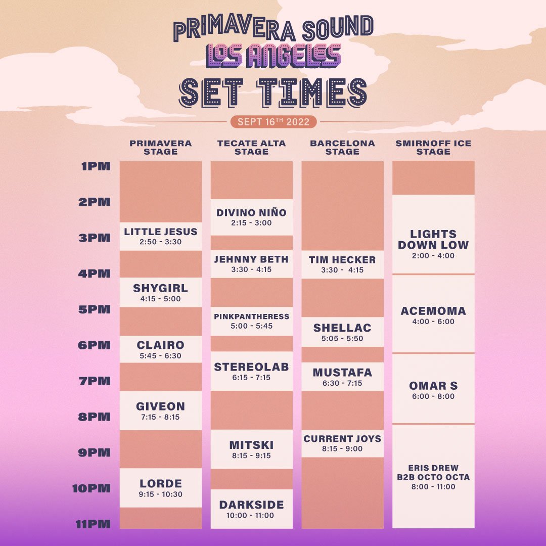 Primavera Sound LA set times for Friday, Sept. 16 updated
