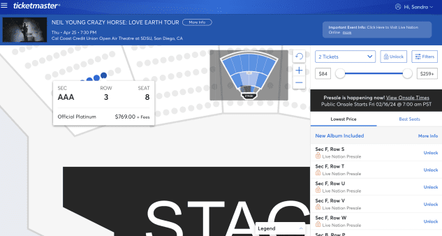 neil young ticket prices