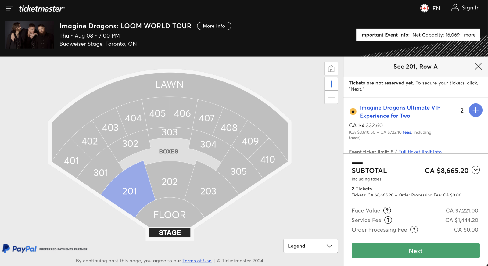 Imagine Dragons Ultimate VIP Experience Price cost